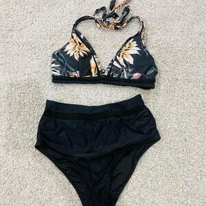 Floral Black Bikini Set